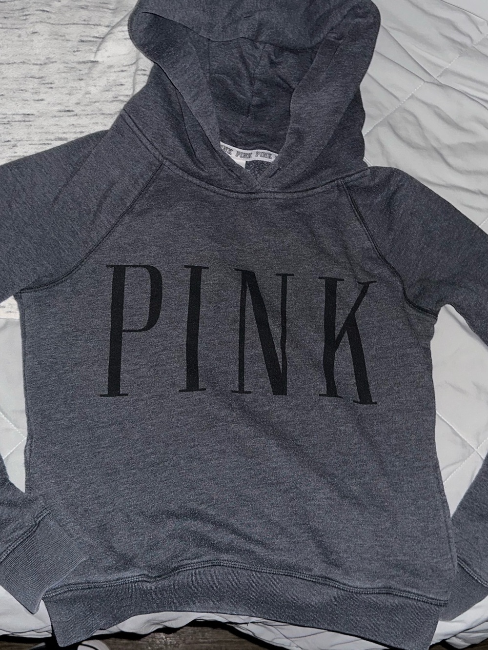 PINK Victoria's Secret Dark Gray Logo Hoodie Small